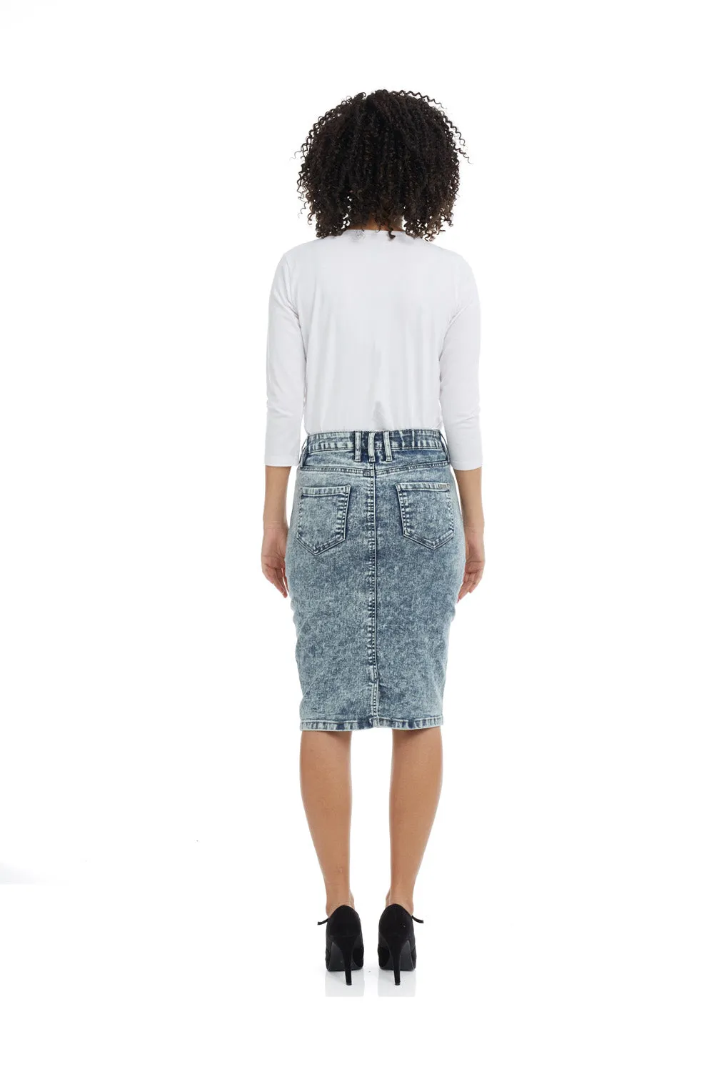 Esteez MIAMI Denim Skirt - Power stretch Jean Skirt with Tummy Control for WOMEN