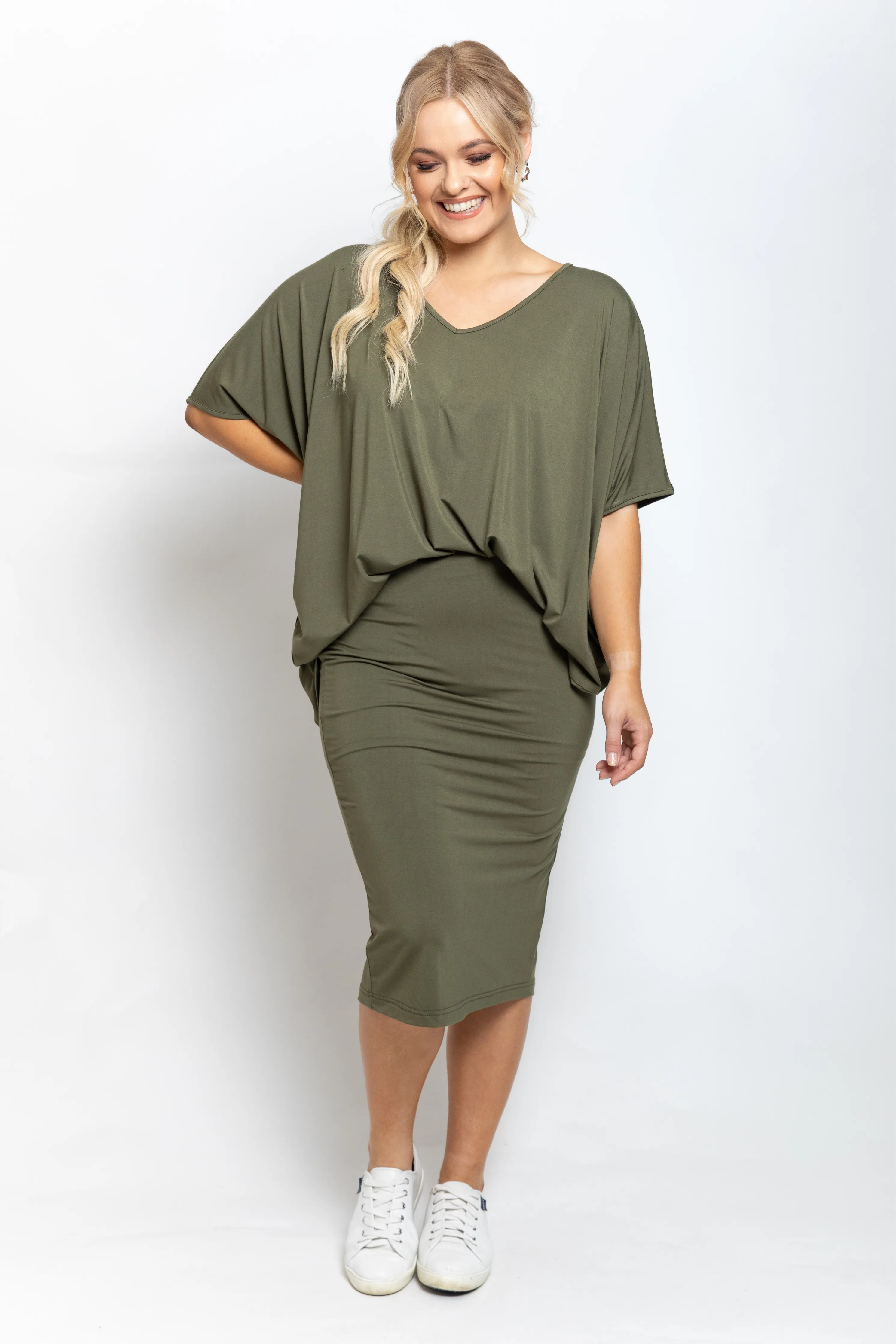 Everyday Midi Skirt | Khaki | FINAL SALE