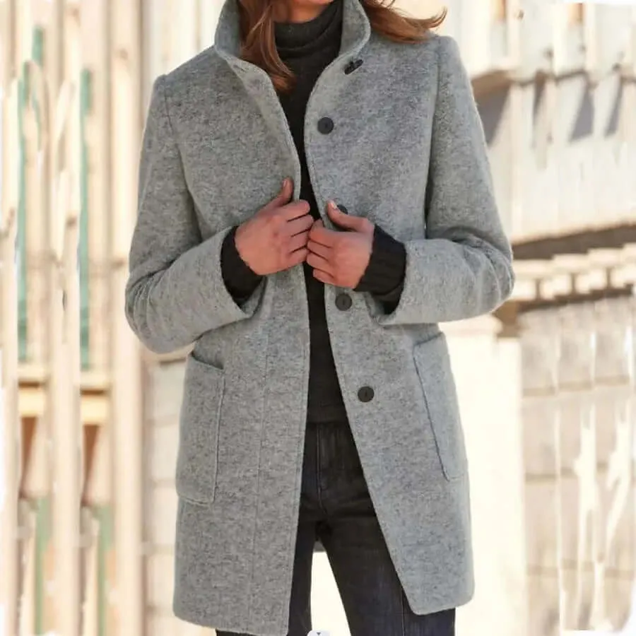 Fashion Coat Fall Winter Casual Button Women Clothing