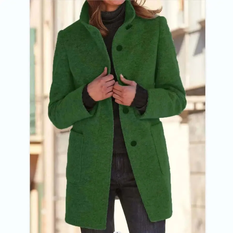 Fashion Coat Fall Winter Casual Button Women Clothing