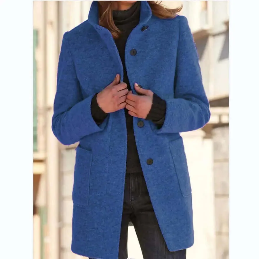 Fashion Coat Fall Winter Casual Button Women Clothing