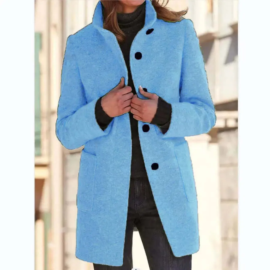 Fashion Coat Fall Winter Casual Button Women Clothing