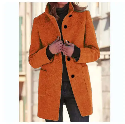 Fashion Coat Fall Winter Casual Button Women Clothing