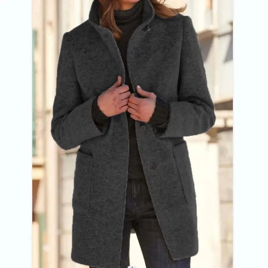 Fashion Coat Fall Winter Casual Button Women Clothing