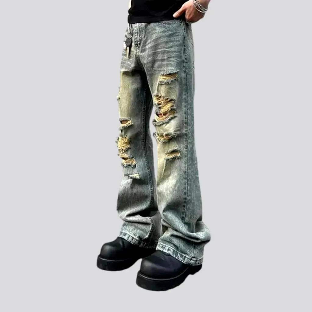 Fashion grunge straight men's jeans