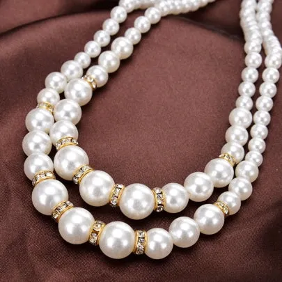 Fathion Elegant Double Layers Pearl Necklace