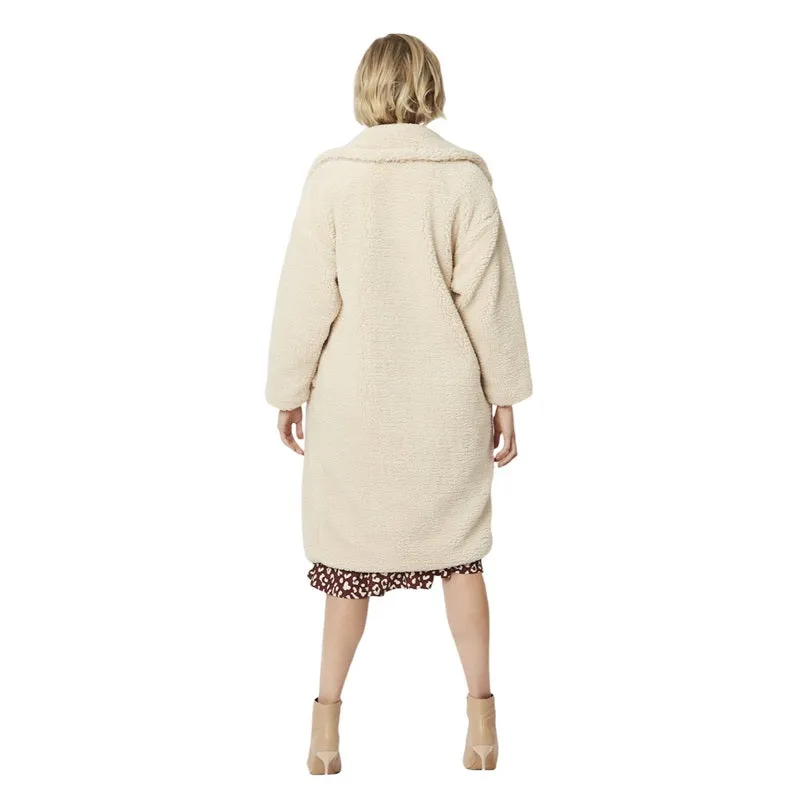 Faux Fur Shearling Coat in Cream