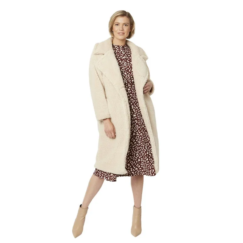 Faux Fur Shearling Coat in Cream