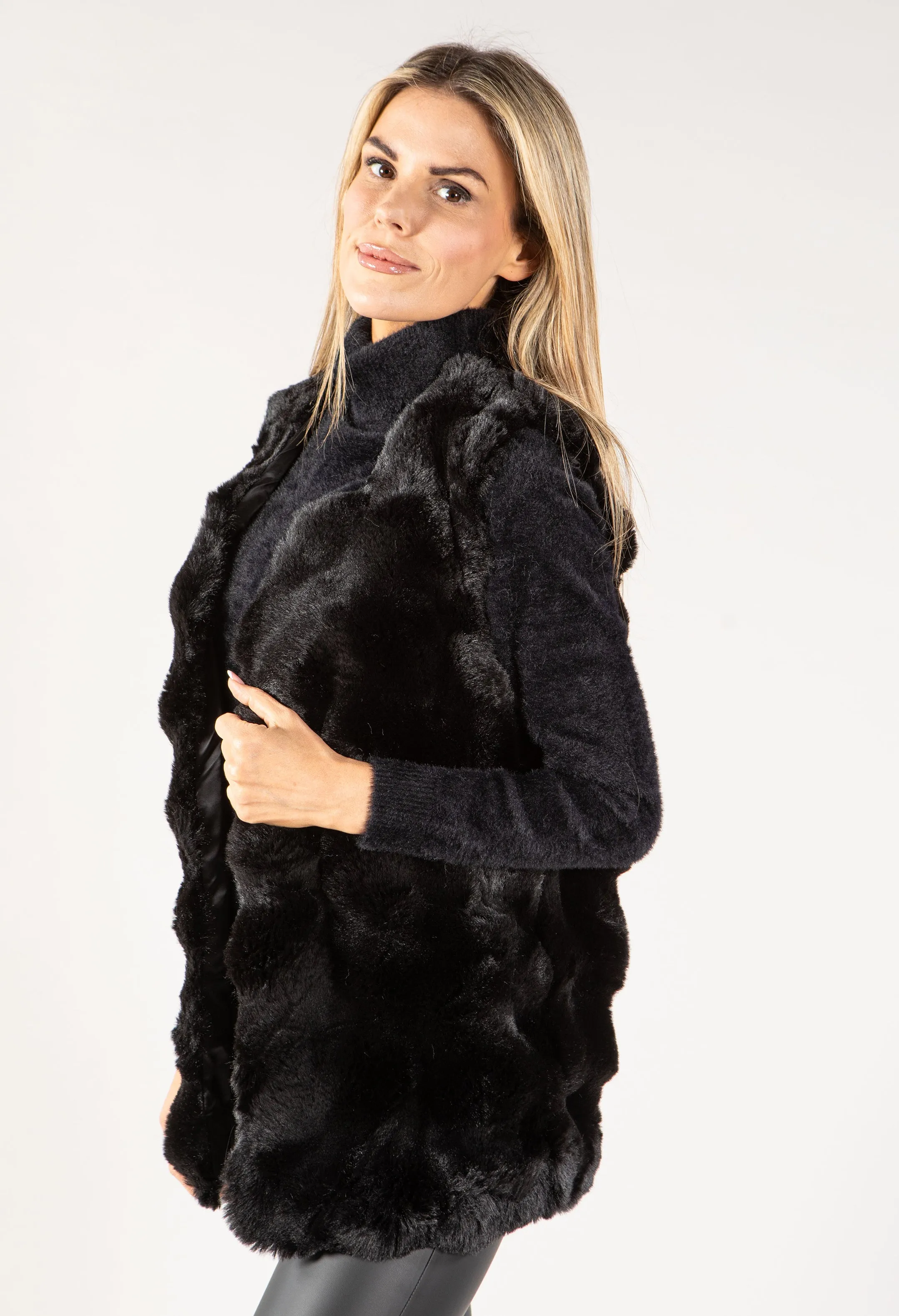 Faux Fur Sleeveless Coat