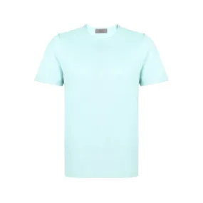 FERRANTE Cotton Jersey Crew Neck T-Shirt TURQUOISE