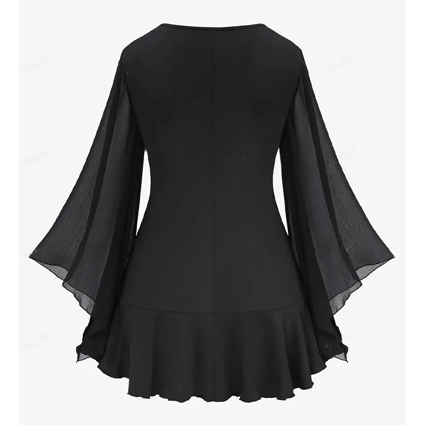 Funki Buys | Shirts | Women's Gothic Lace Flared Sleeves Shirts