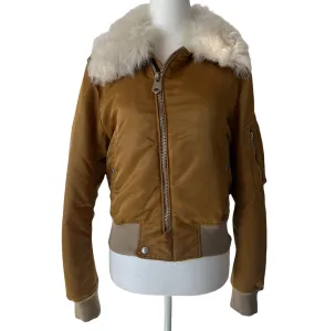 Fur Collar Bomber Jacket  - XS