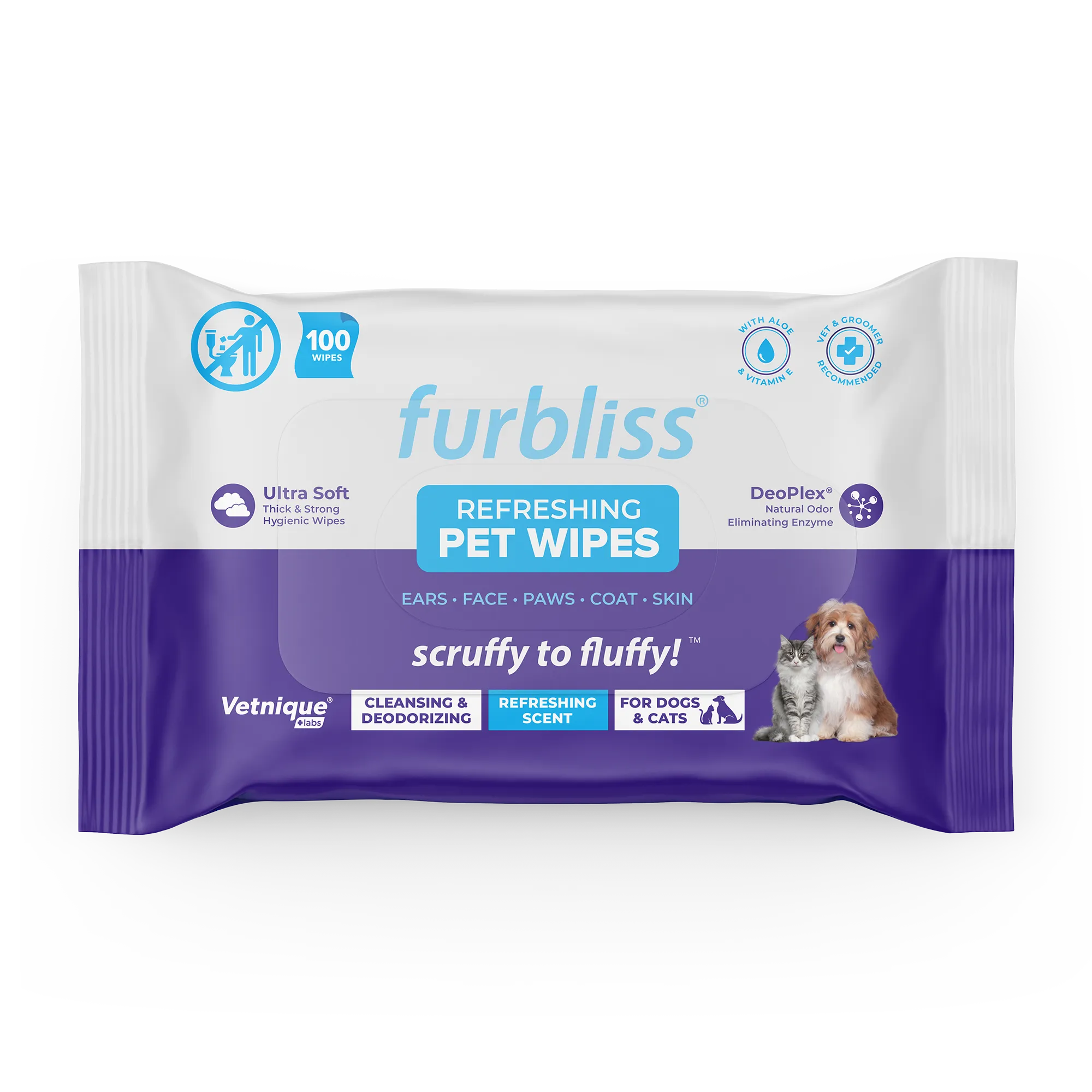 Furbliss® Hygienic Grooming Pet Wipes - 100 ct