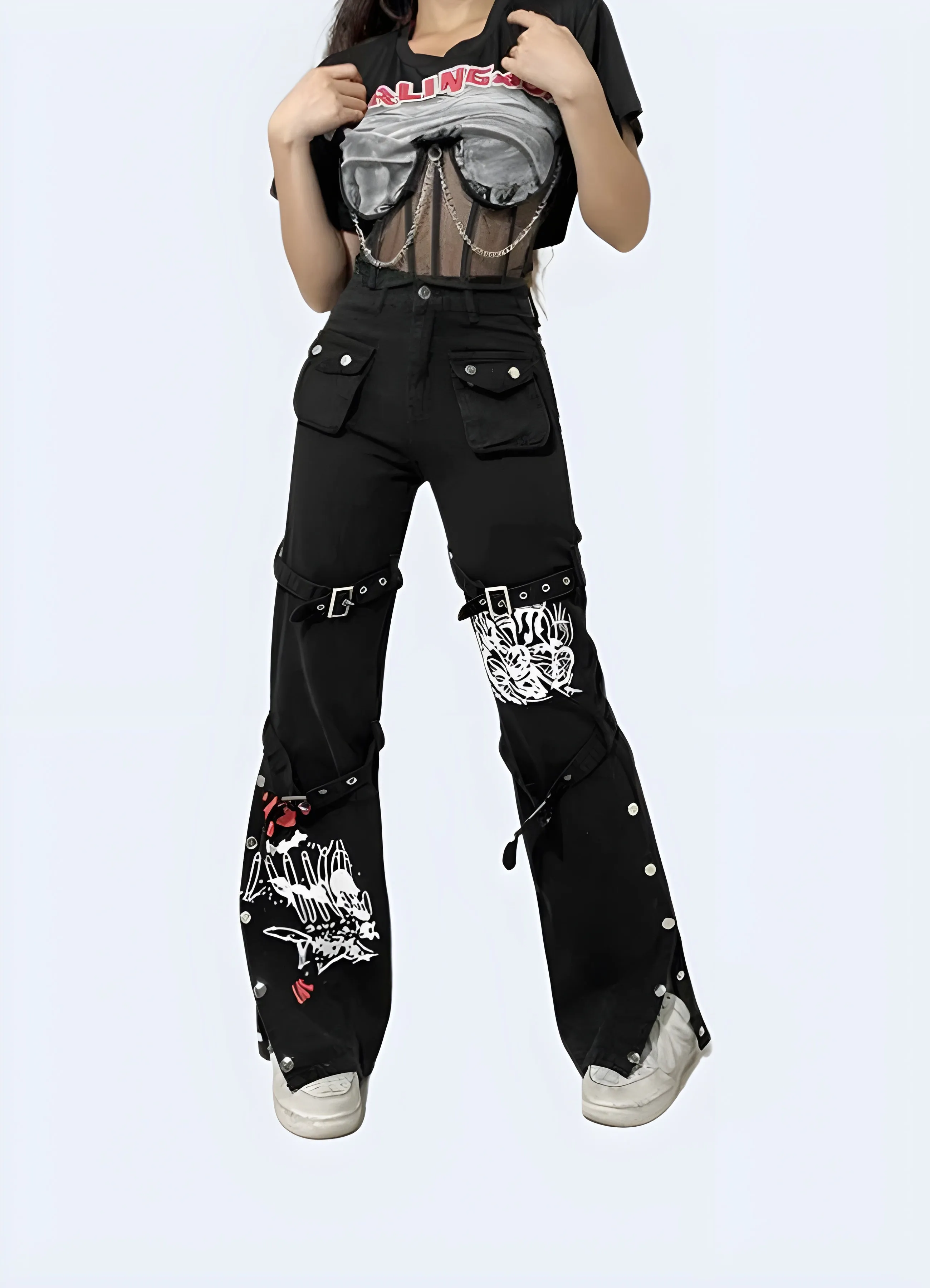 Goth Cargo Pants Womens