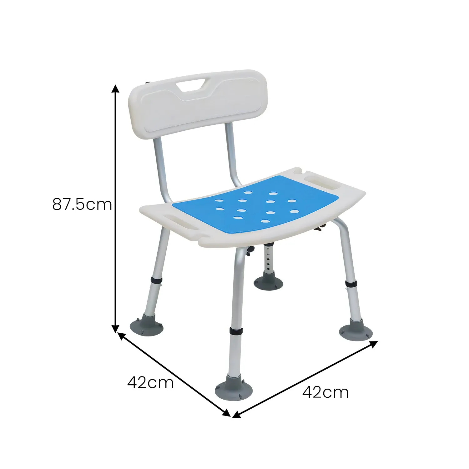 Height Adjustable Aluminium Shower Chair with Slip-Resistant Pad Orthonica