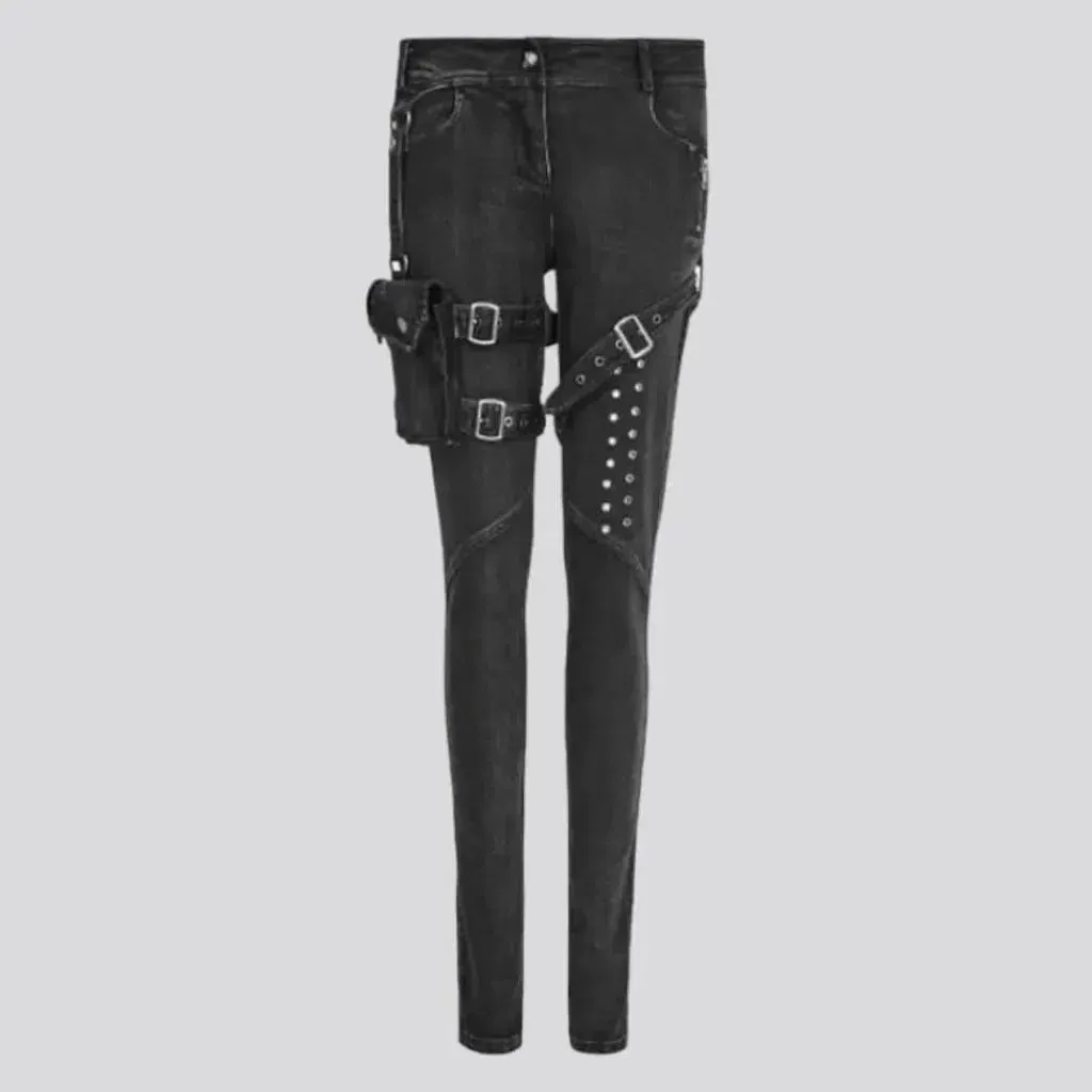 High-waist women's black jeans