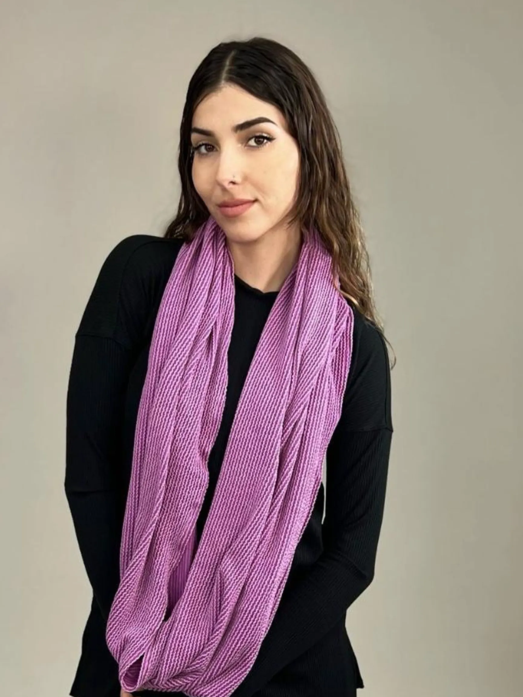 Infinity Zipper Pocket Scarf- Vava Purple