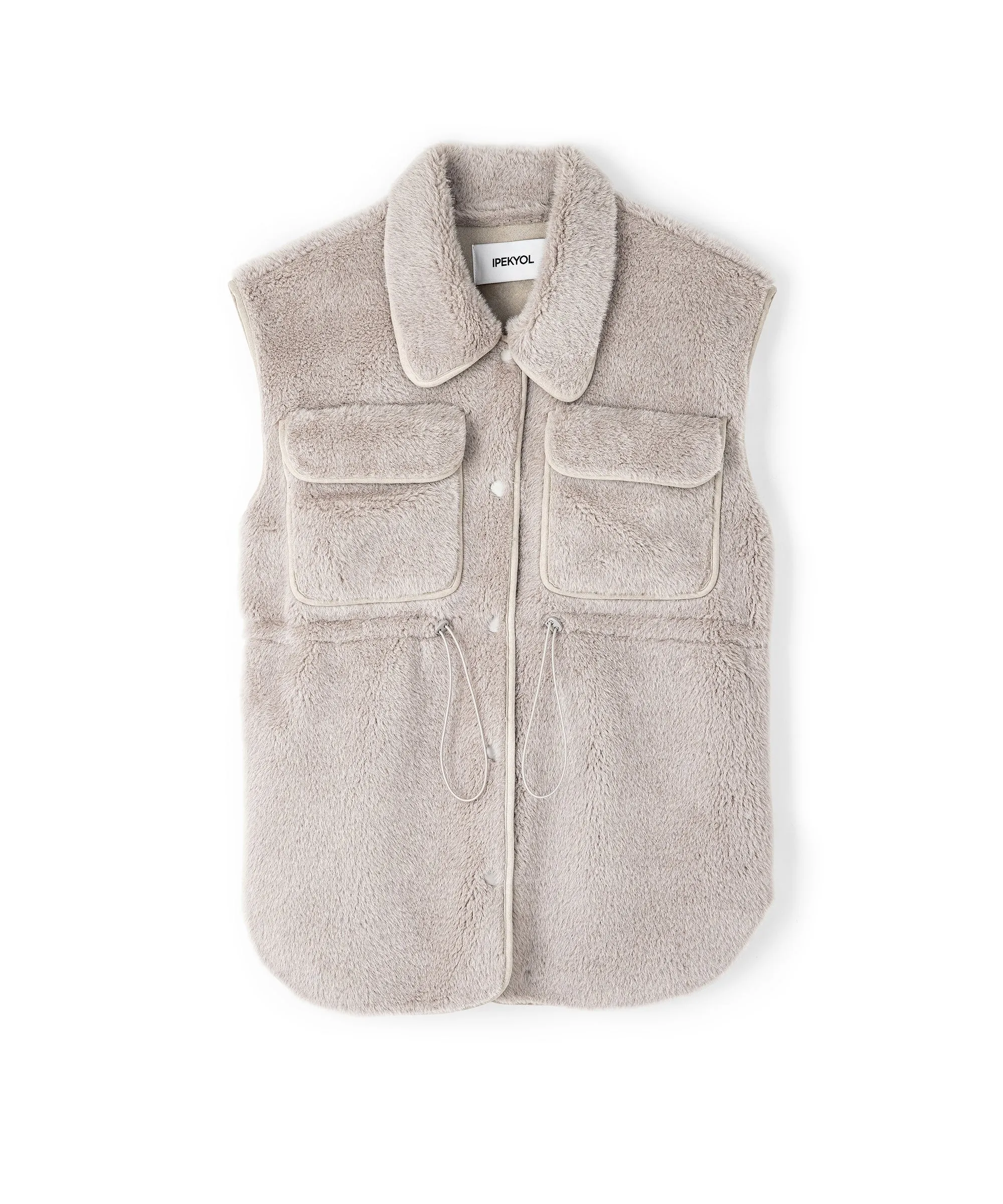 Ipekyol Faux Fur Pocket Vest Light Grey