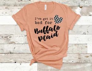 I've Got It Bad For Buffalo Plaid T-Shirt - Heather Prism Peach