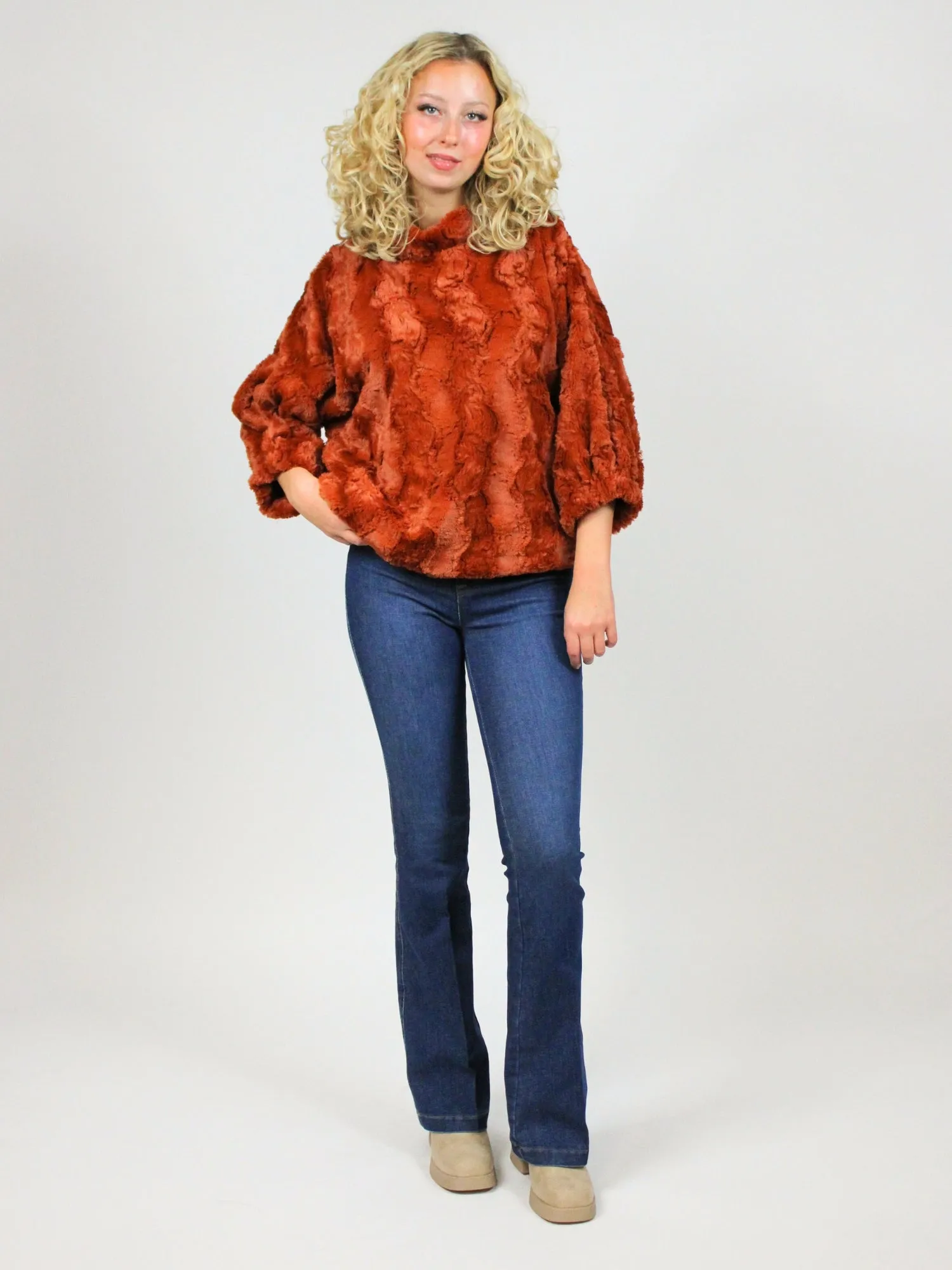 Ivy Jane Poof Sleeve Faux Fur Popover