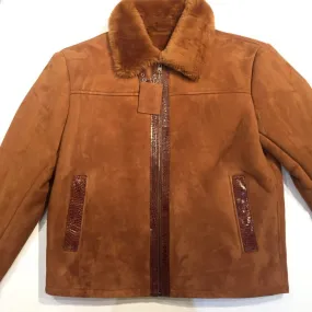 Jakewood Alligator Belly/Shearling Bomber Jacket