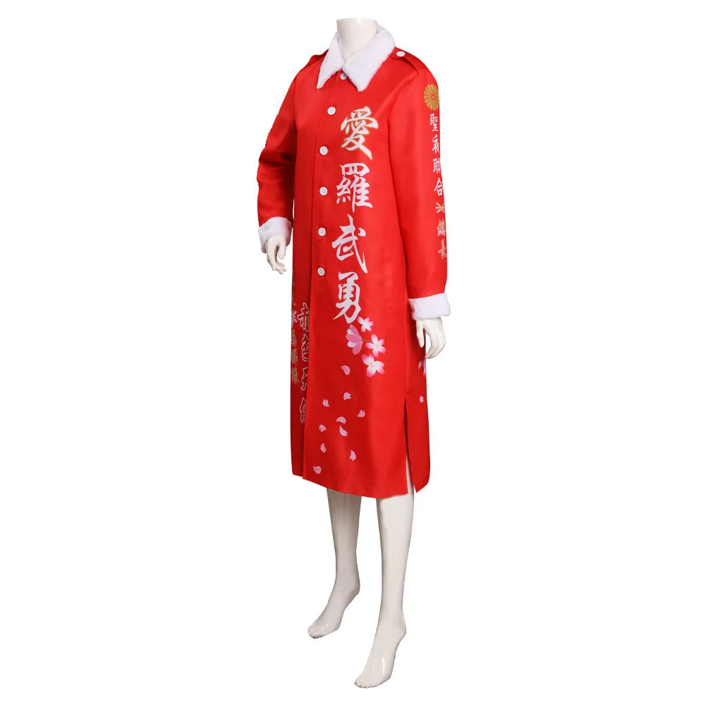 Japanese Bosozoku Kimono Cosplay Costume Christmas Red Coat Outfits Halloween Carnival Suit