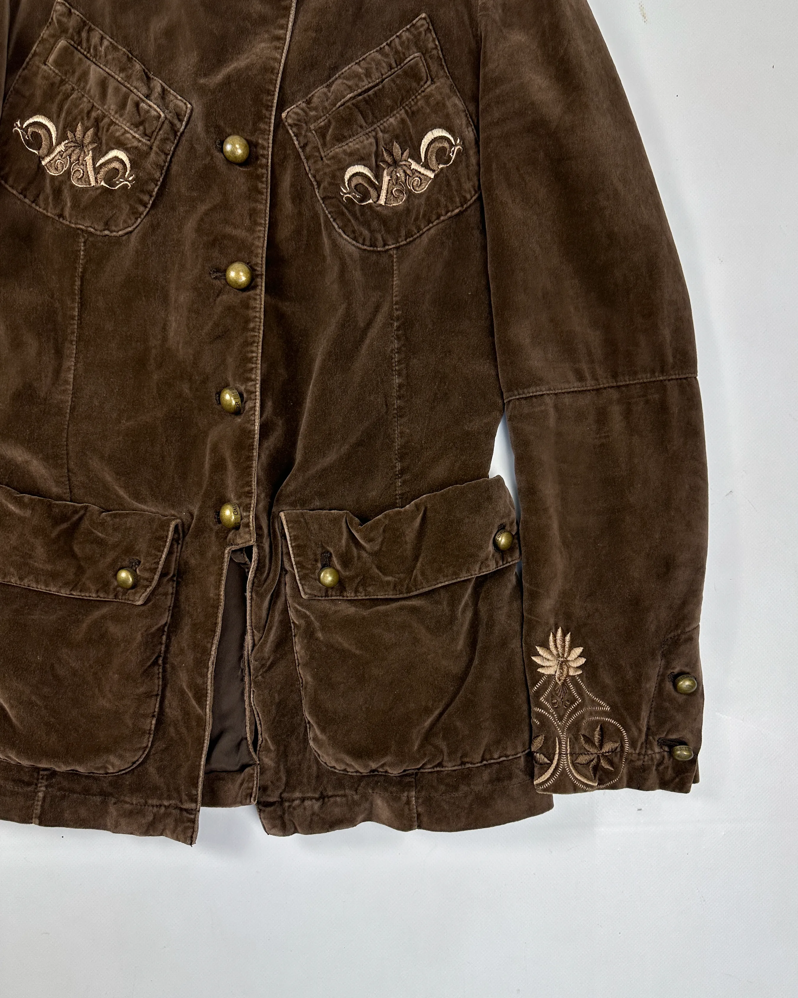 Jean Paul Gaultier Chocolate Velour Decorated Jacket 1990's