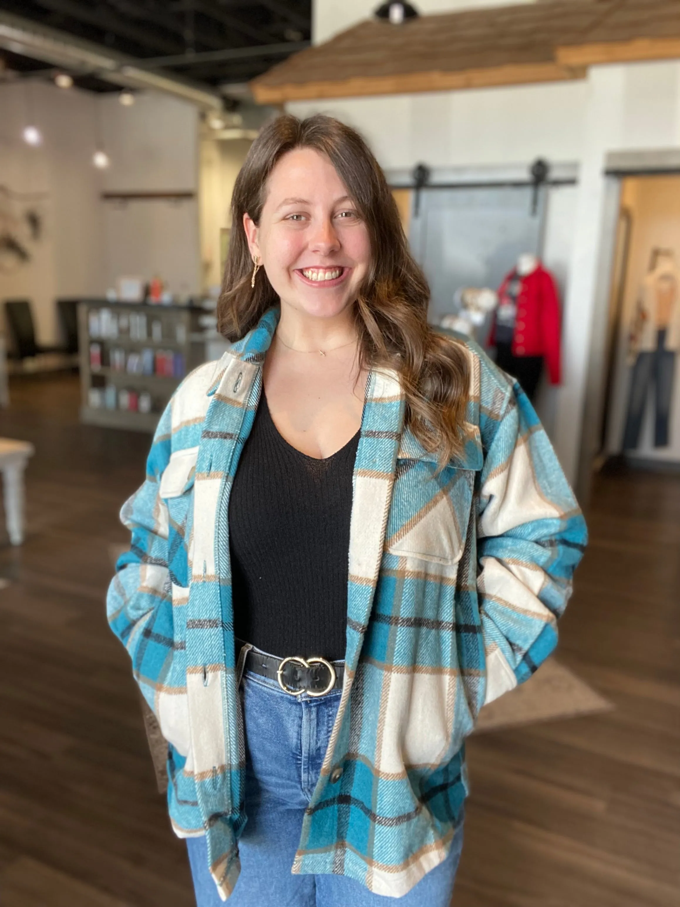 Jordyn Teal Plaid Shacket