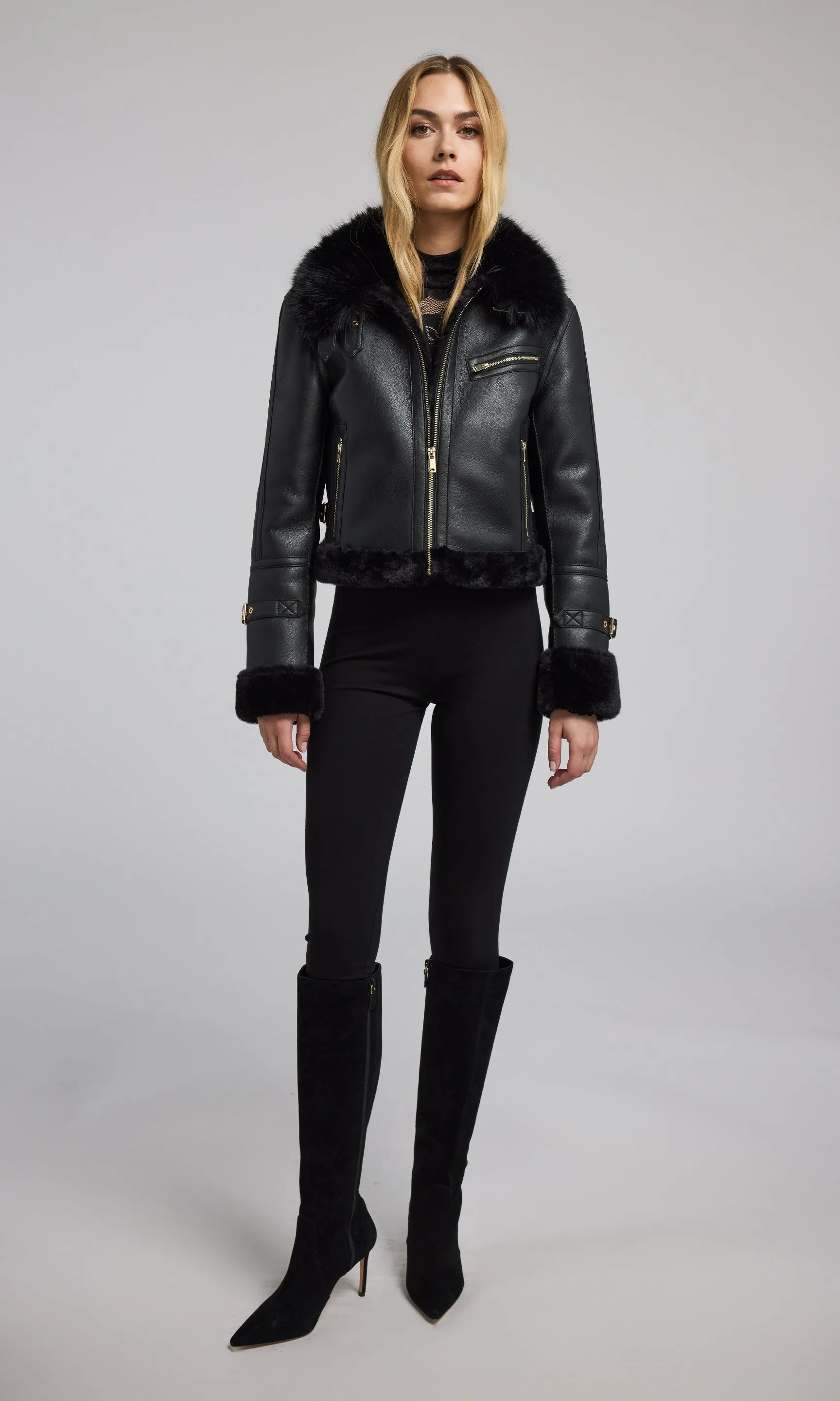 Jude Vegan Fur Shearling Combo Jacket