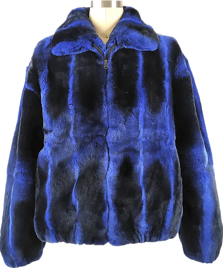 Kashani Blue Rex Chinchilla Fur Coat