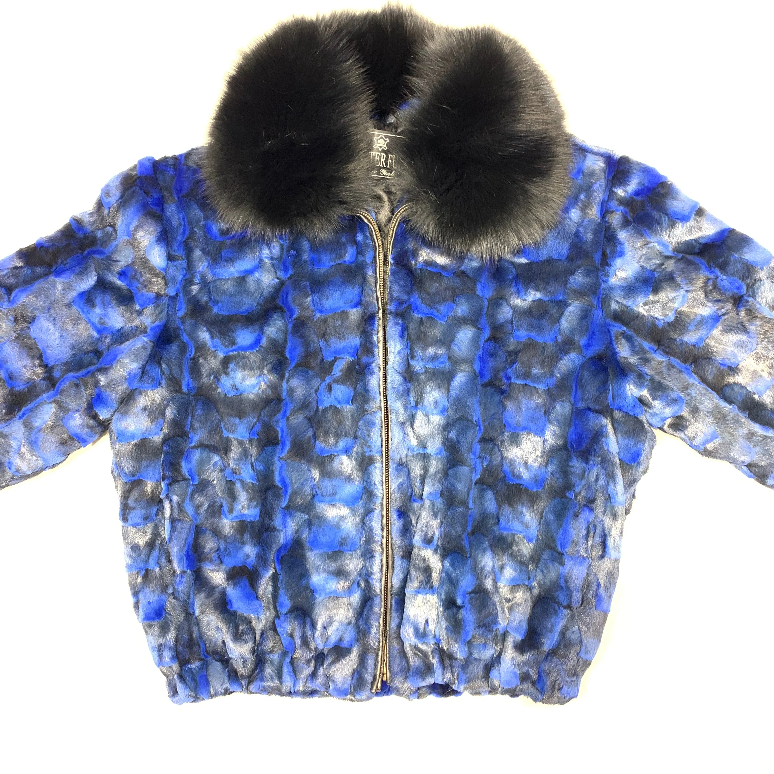 Kashani Women's Blue Diamond Cut Mink Fur Coat