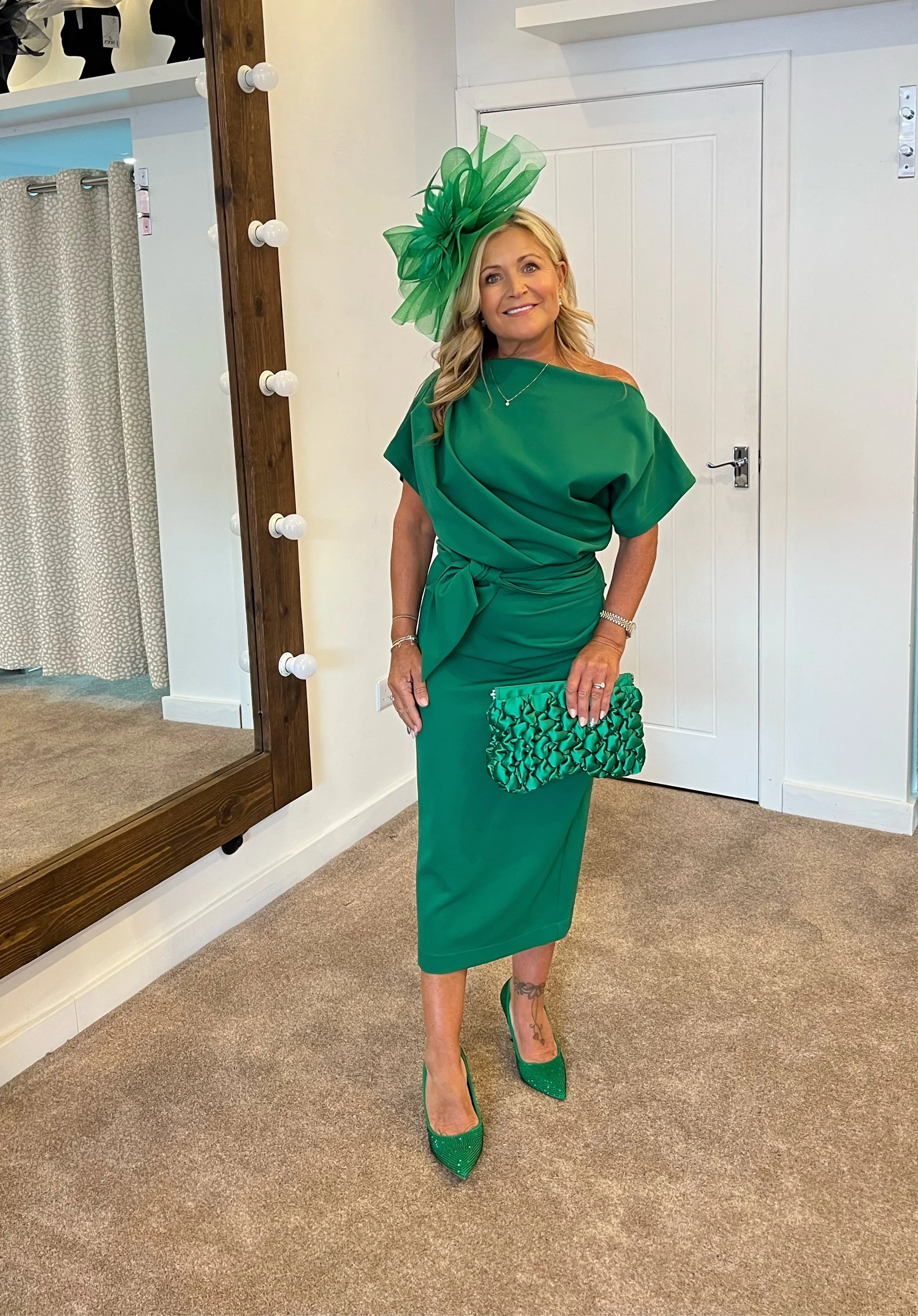 Kevan Jon Poppy tie knee dress Kelly green