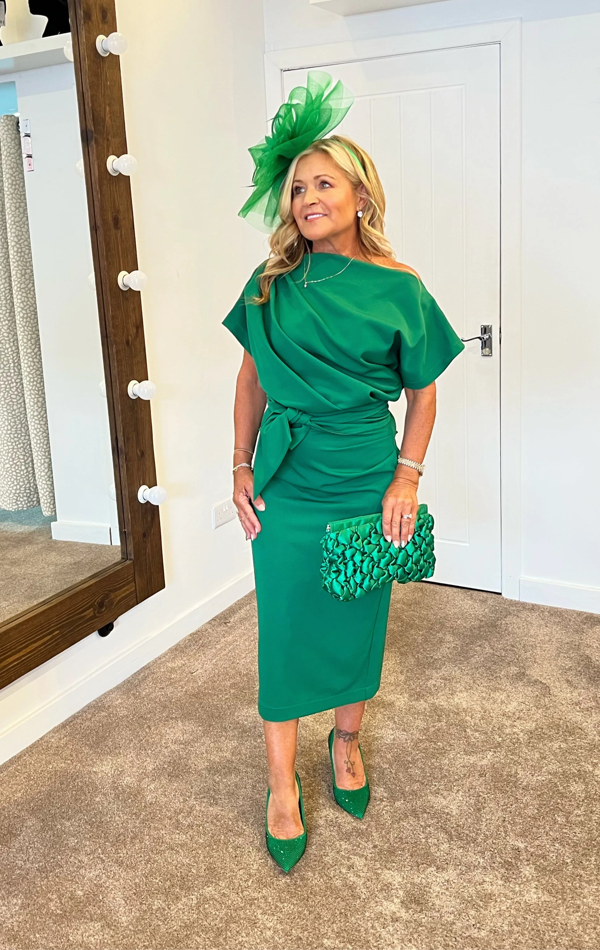 Kevan Jon Poppy tie knee dress Kelly green