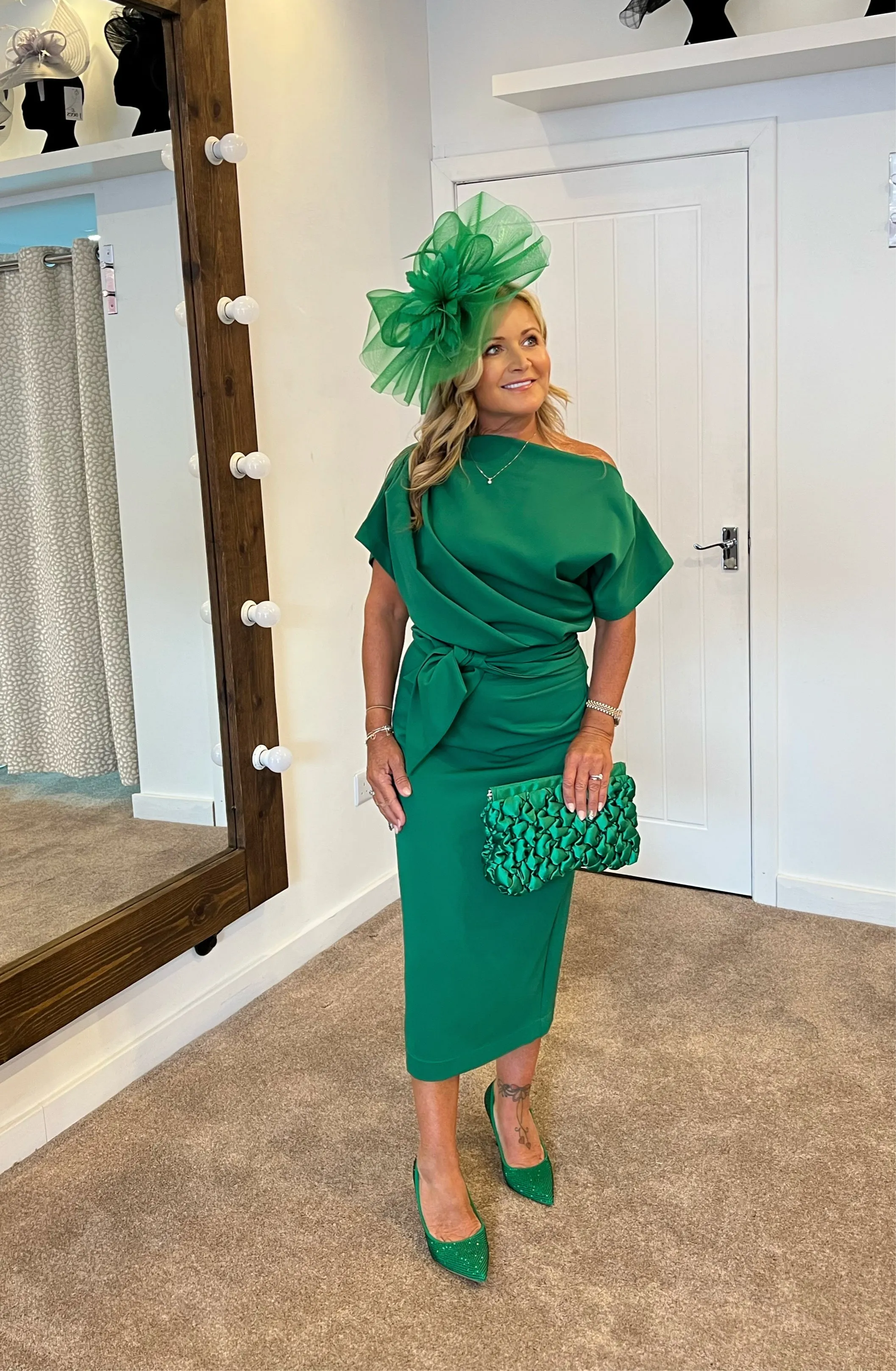 Kevan Jon Poppy tie knee dress Kelly green