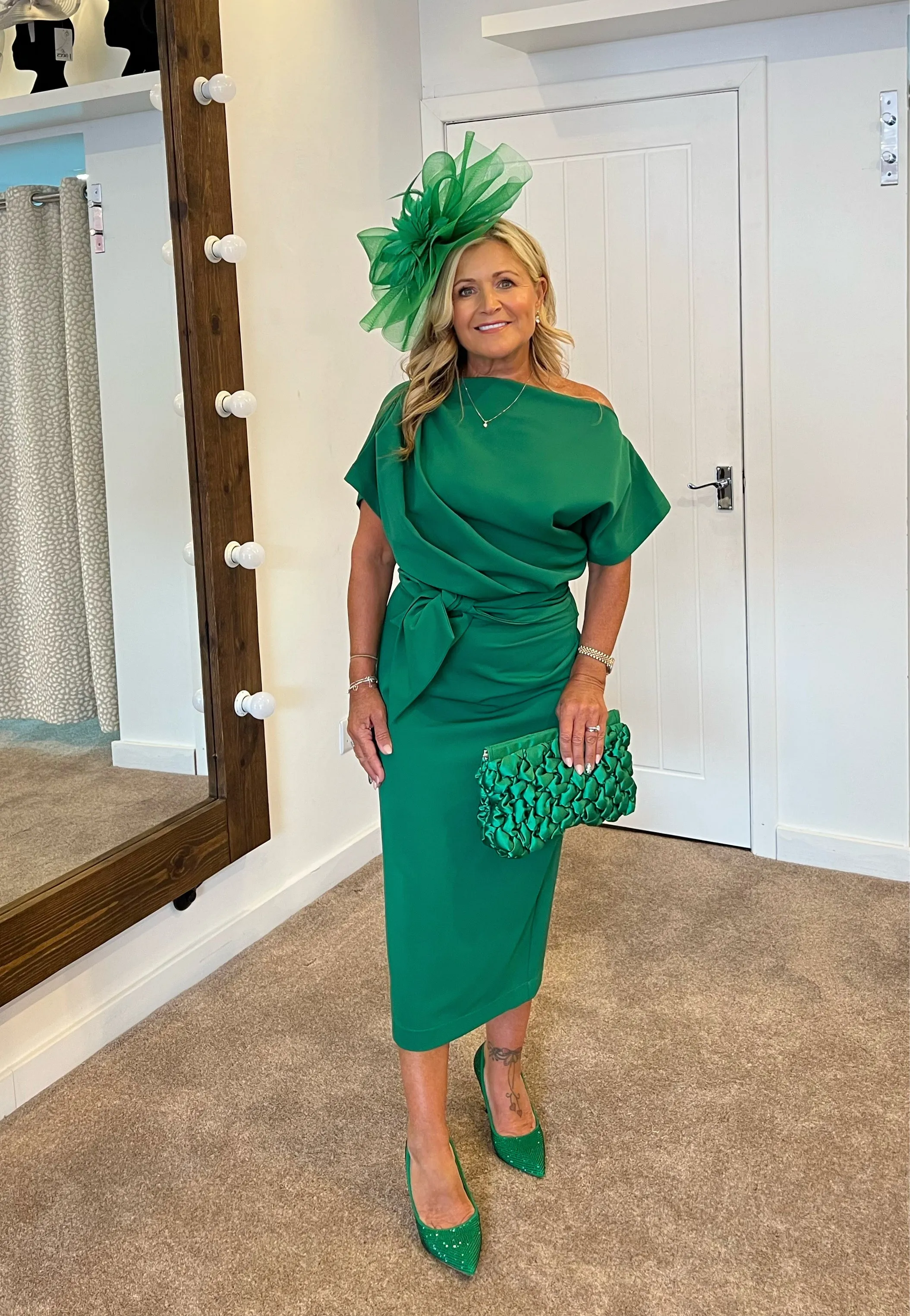 Kevan Jon Poppy tie knee dress Kelly green