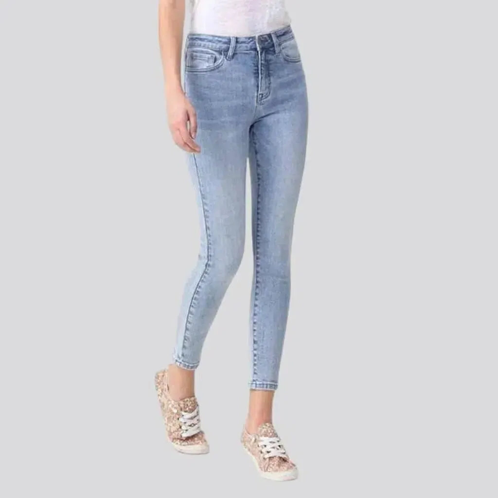 Light-wash whiskered jeans