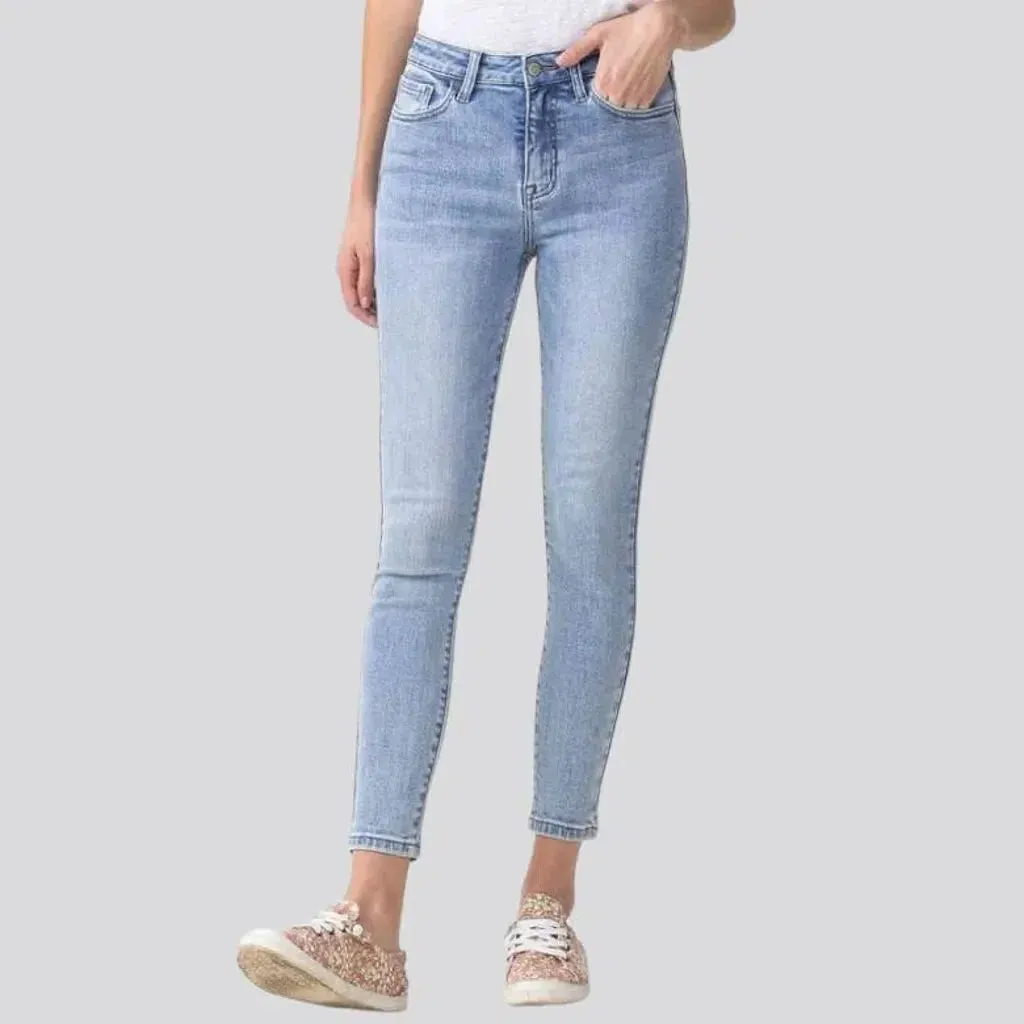 Light-wash whiskered jeans