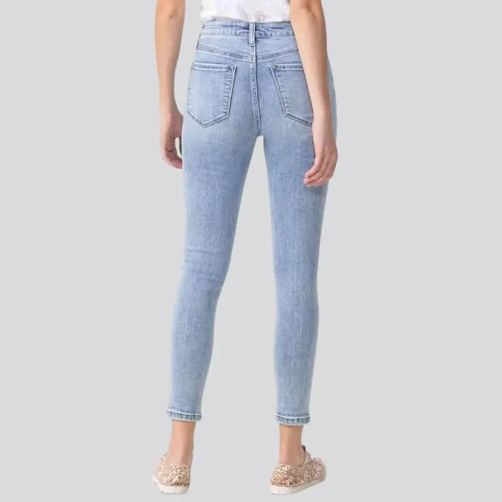 Light-wash whiskered jeans