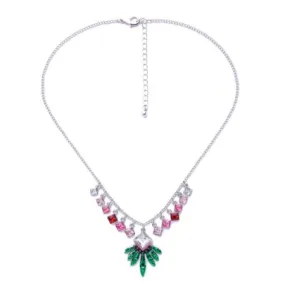 Link Chain Necklace Christmas Leaf Colorful Square