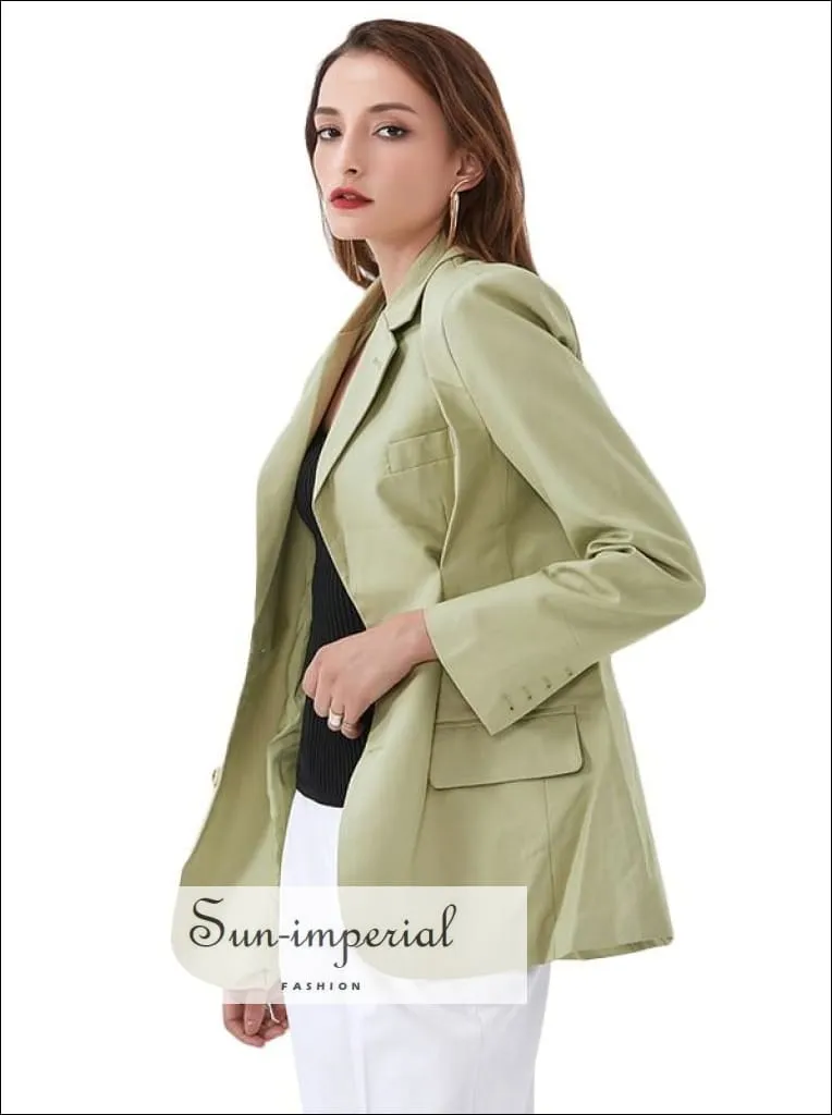 Long Sleeve Black  Women Blazer Coat