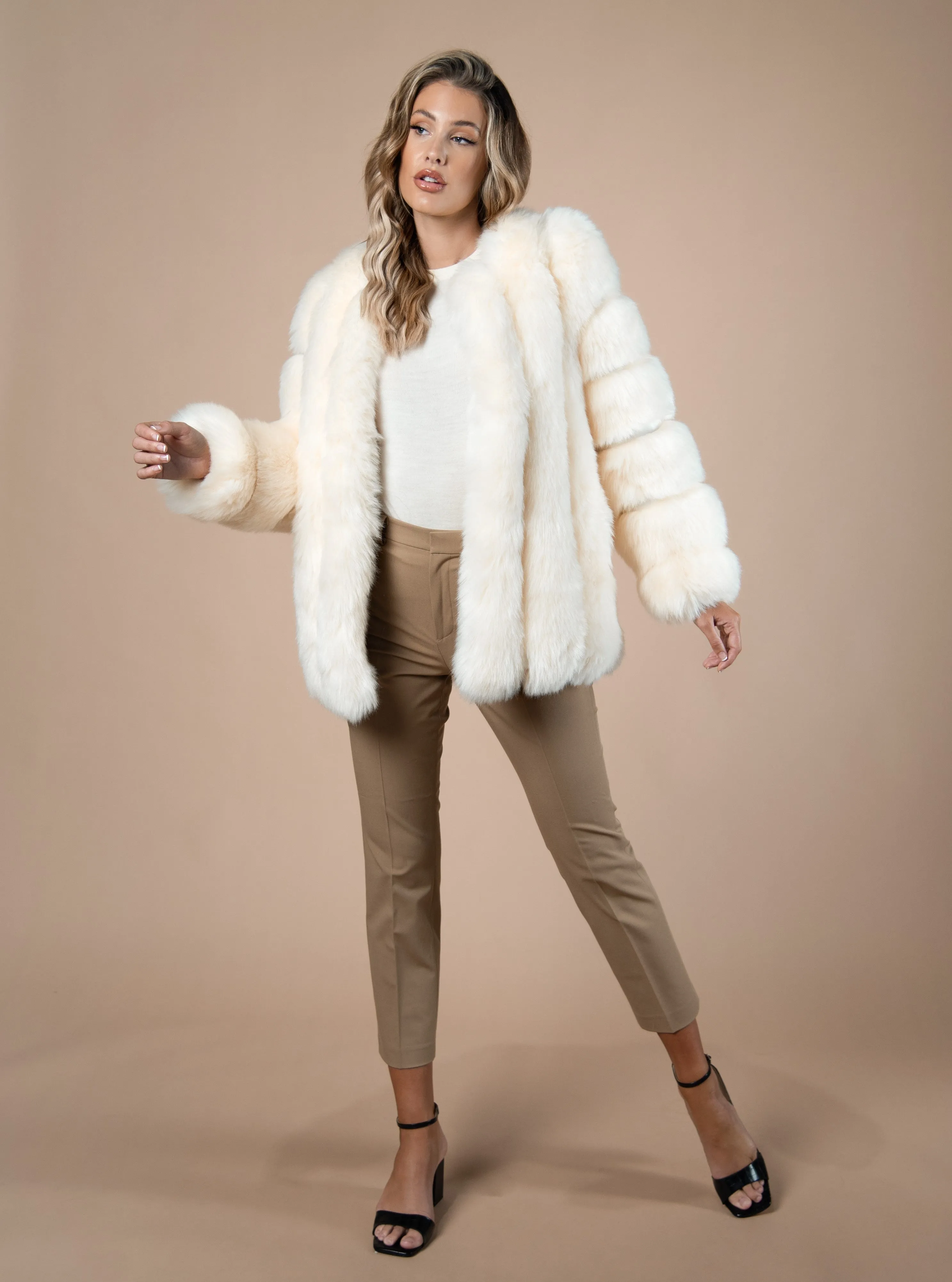 Long Straight Faux Fur Coat