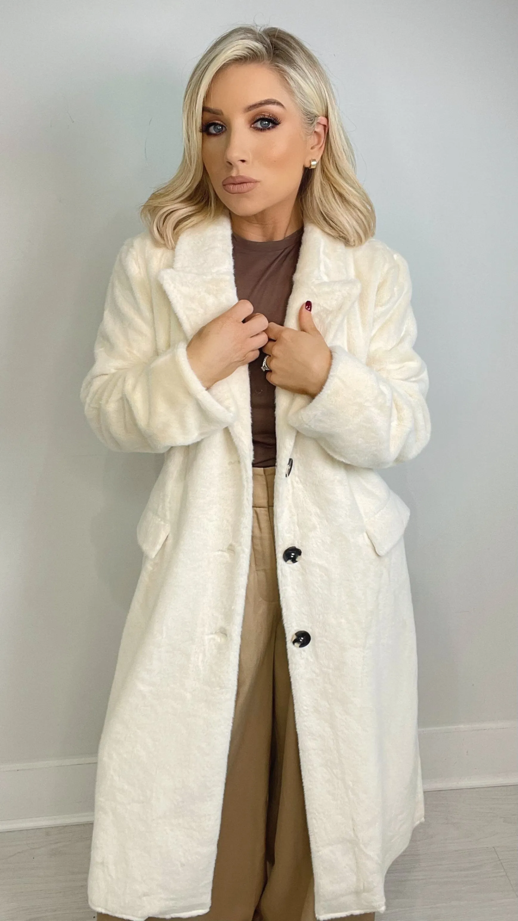 LORELEI FAUX FUR COAT - CREAM