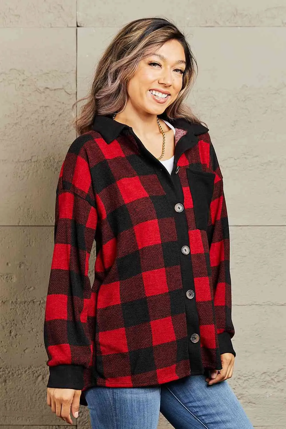 Make It Last Full Size Contrast Plaid Shacket