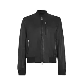 Margaret Black Bomber Leather Jacket