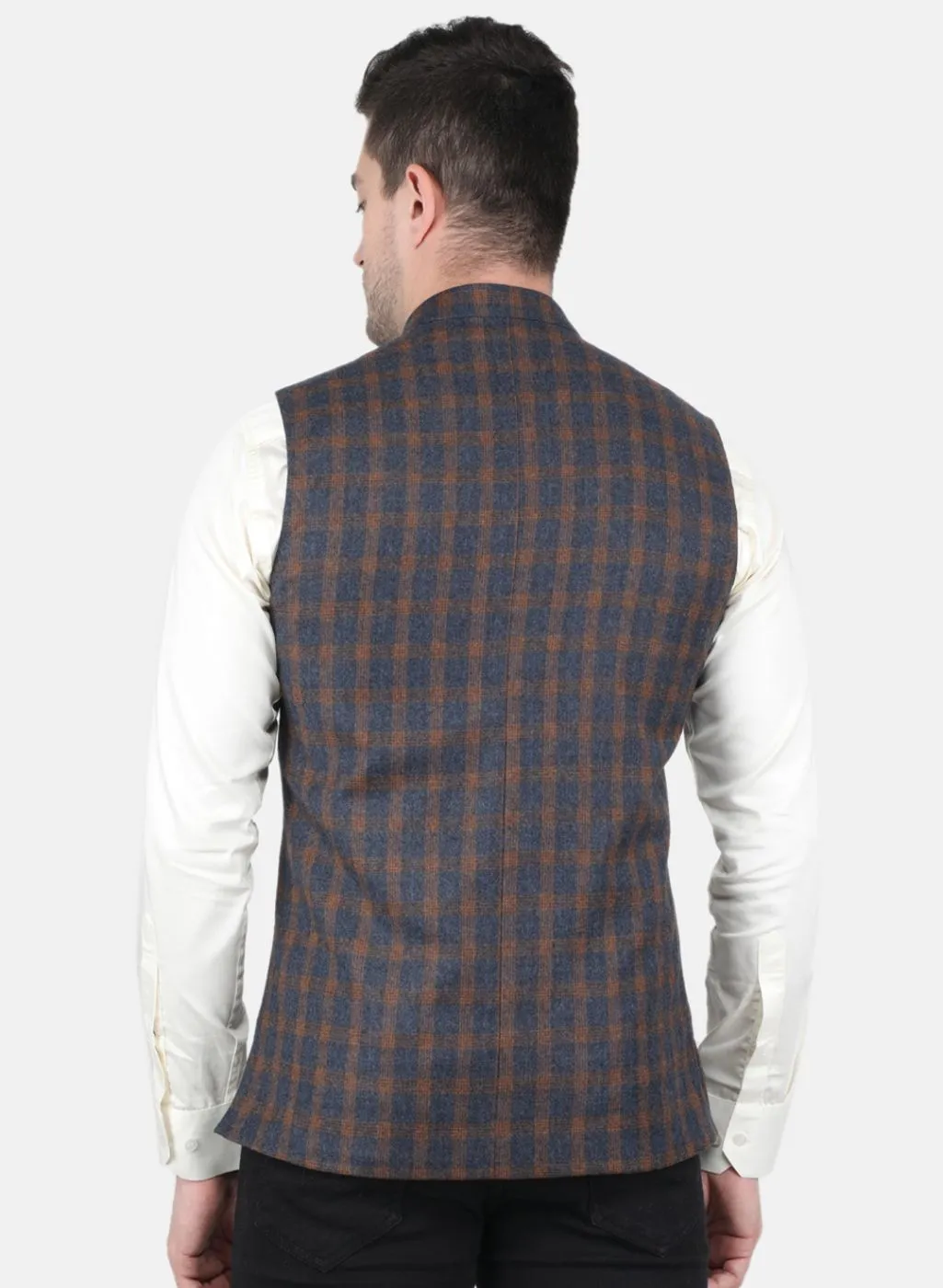 Men NAvy Blue Check Coat