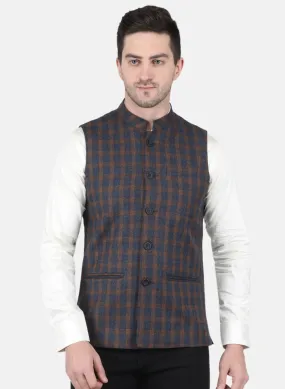 Men NAvy Blue Check Coat