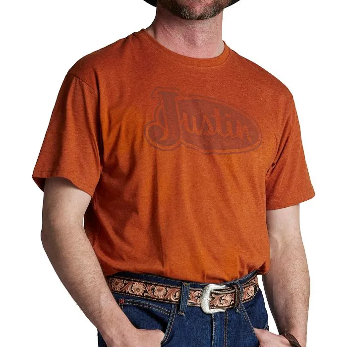 Men's Justin Logo Tee in Rust Heather - J-G3180RH