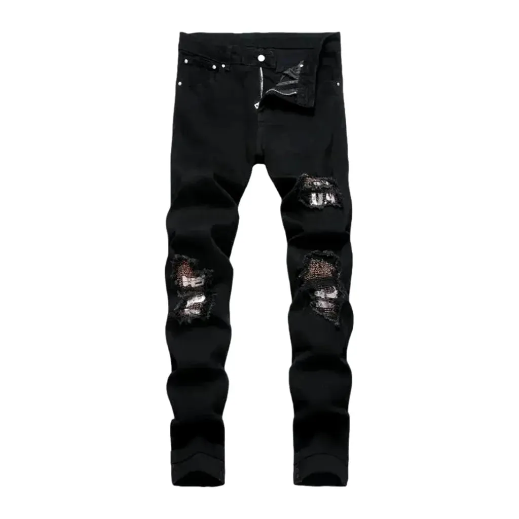 Mid rise skinny grunge men's jeans