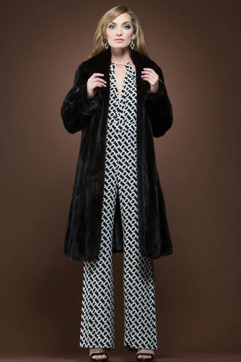 Mink Flounce Mid-Length Fur Coat