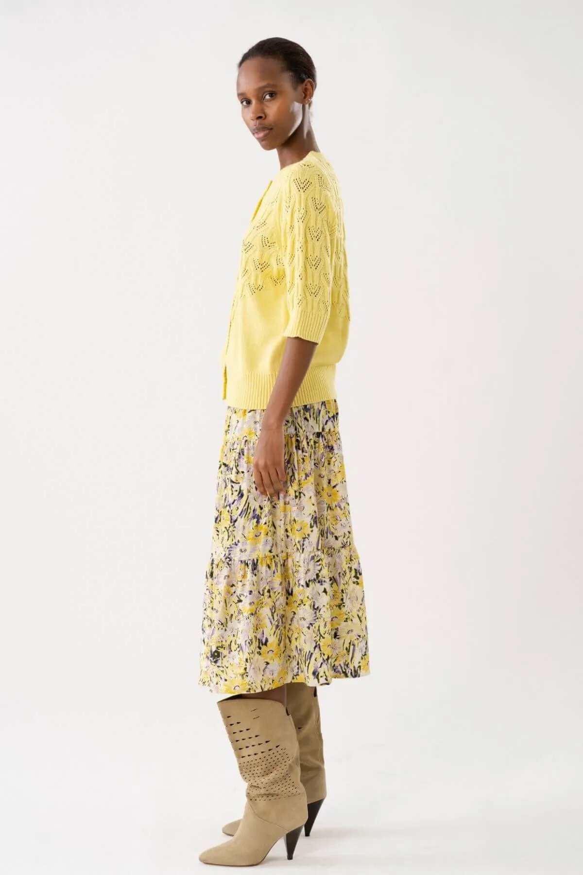 MORNING MIDI SKIRT YELLOW FLORAL